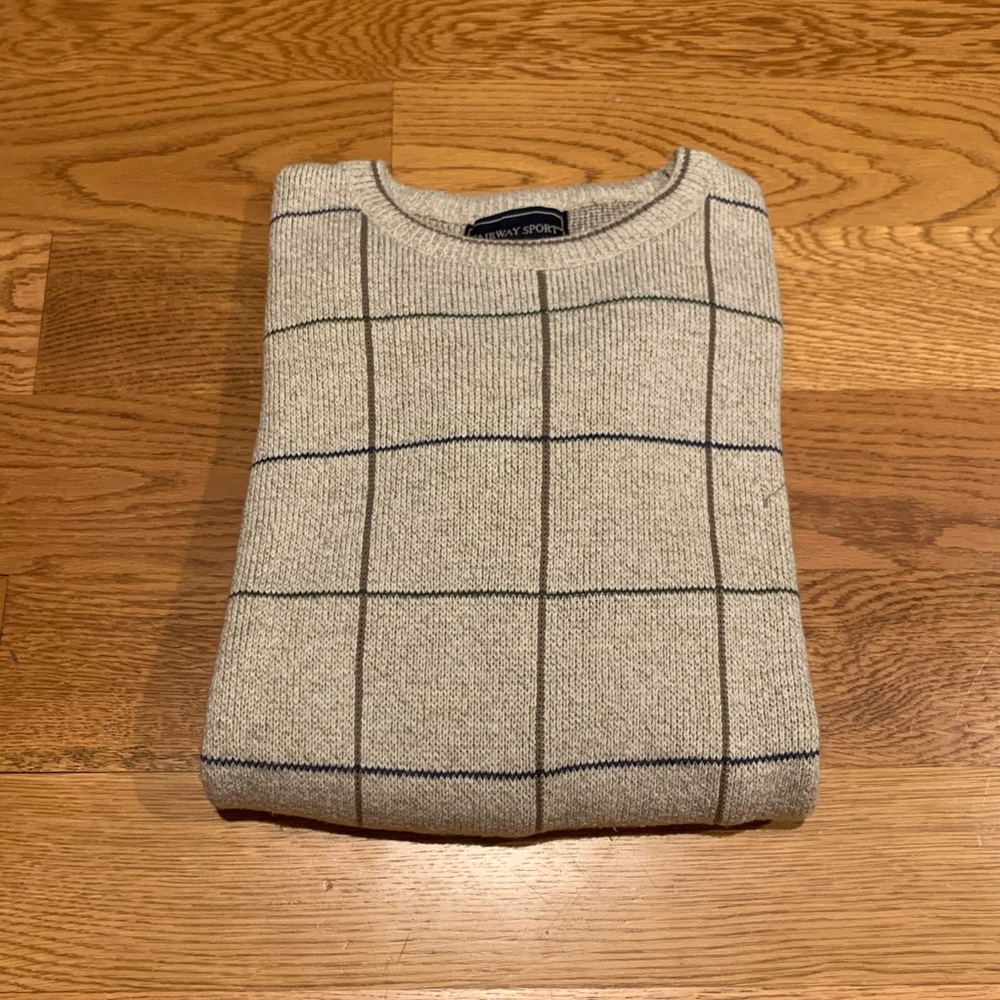 vtg fairway sport tan grid golfer sweater 💫 large - Picture 10 of 10